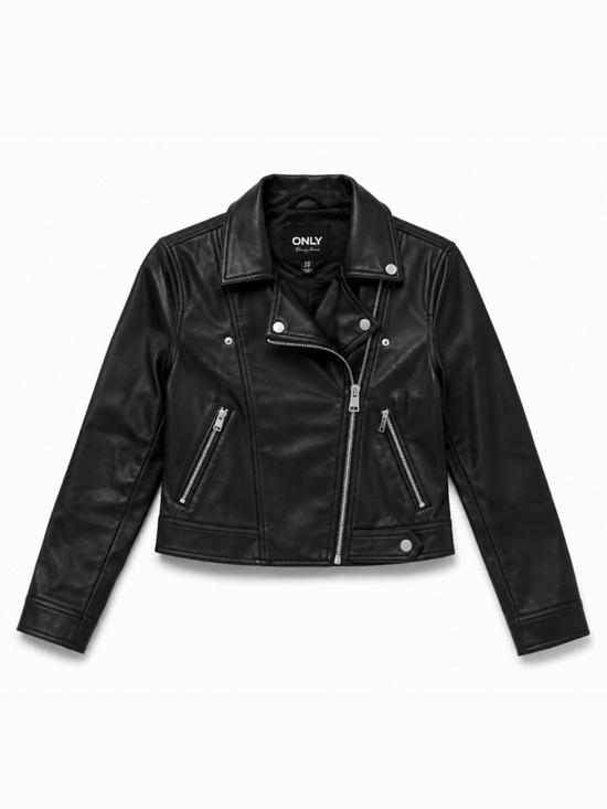 Only Jackets & Blazers - ONLY Black Faux Leather Jacket with Silver Hardware | Size XS